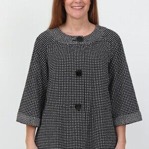 Ruby Rd. Black & White Checked Cotton Jacket | Size 12 | Front Pockets | EUC